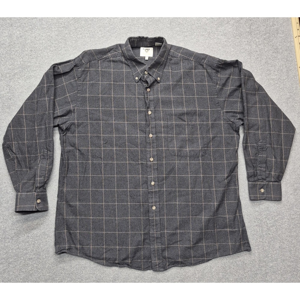 VTG Viyella Shirt Mens XL Green Windowpane Check Cotton Wool Made in USA